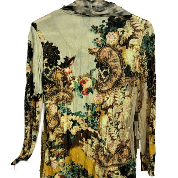 Elysee 26 Artsy Layered Top Scarf Boho Crochet Accents Long Sleeve S - Picture 4 of 5